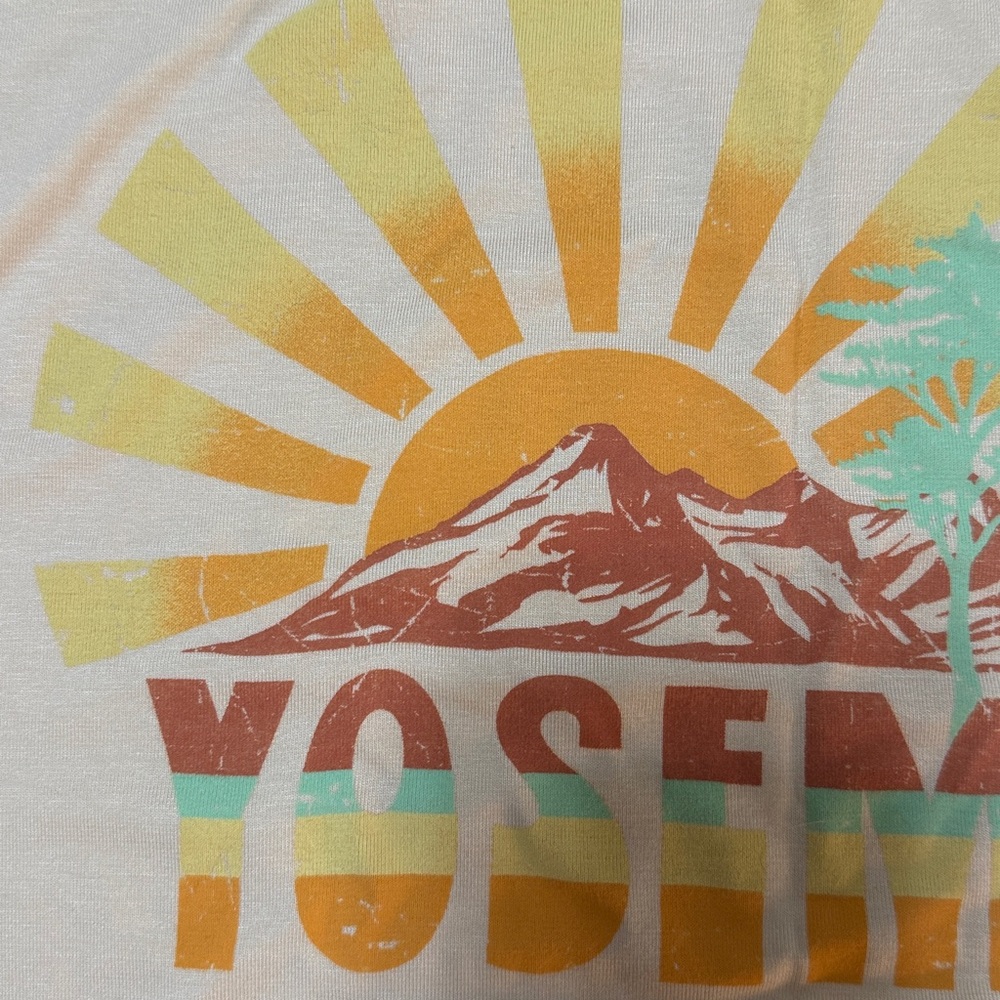 Sunset West NWOT Yosemite Short Cuffed Sleeves Tie Front Cream T-Shirt Size XL - Picture 6 of 7